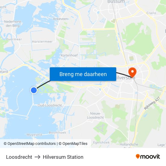 Loosdrecht to Hilversum Station map