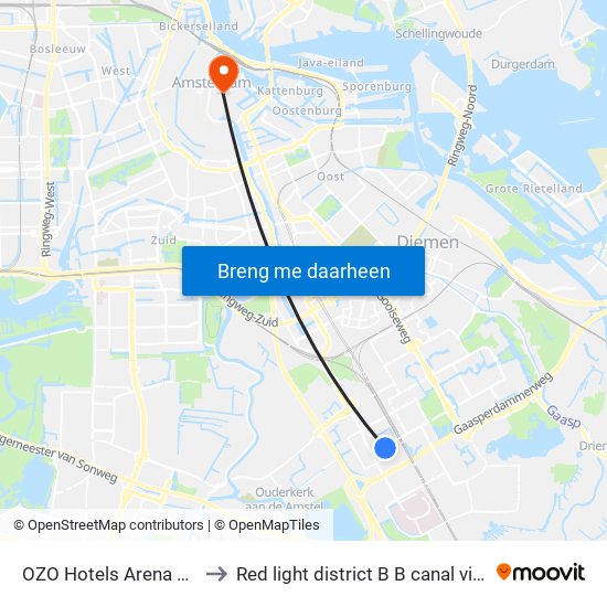 OZO Hotels Arena Amsterdam to Red light district B B canal view Amsterdam map