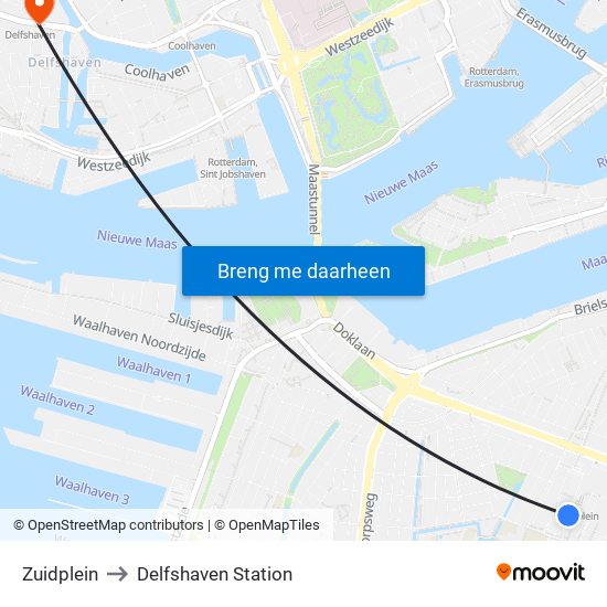 Zuidplein to Delfshaven Station map
