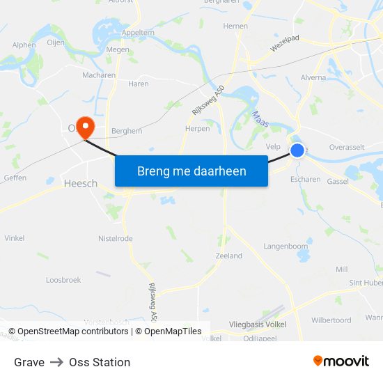 Grave to Oss Station map