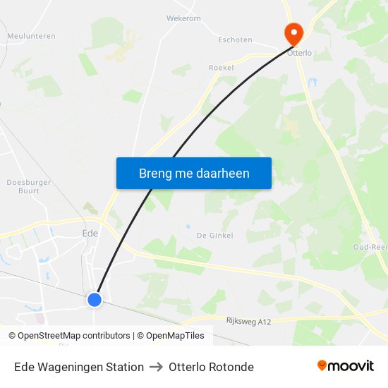 Ede Wageningen Station to Otterlo Rotonde map