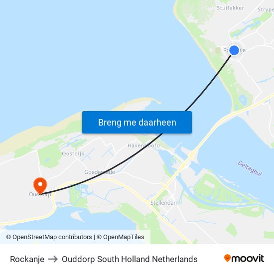 Rockanje to Ouddorp South Holland Netherlands map