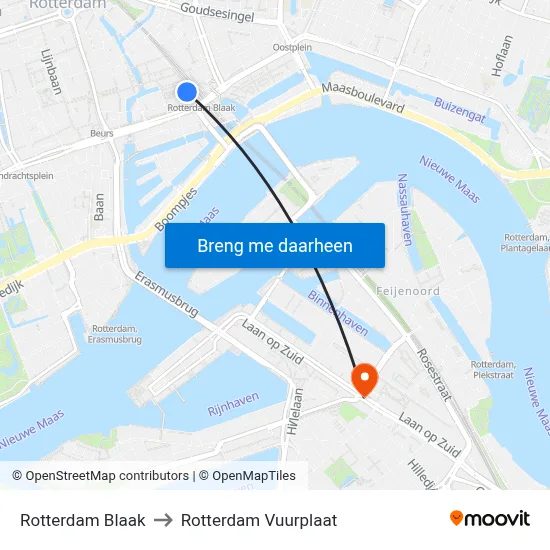 Rotterdam Blaak to Rotterdam Vuurplaat map
