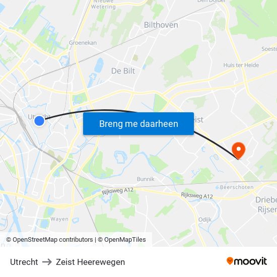 Utrecht to Zeist Heerewegen map