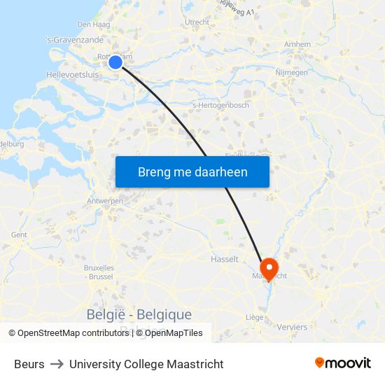 Beurs to University College Maastricht map