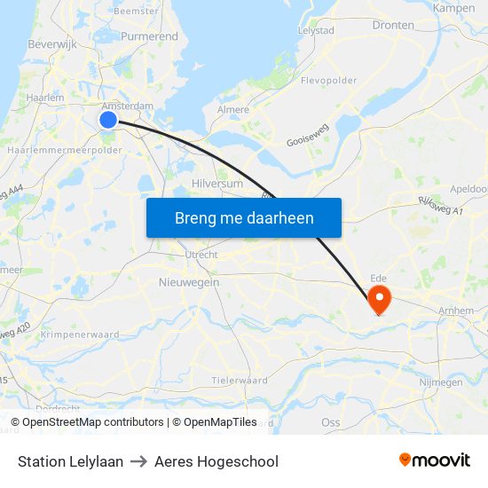 Station Lelylaan to Aeres Hogeschool map