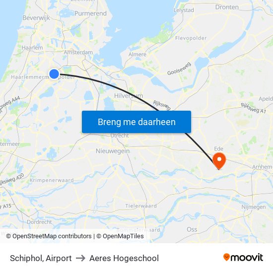 Schiphol, Airport to Aeres Hogeschool map