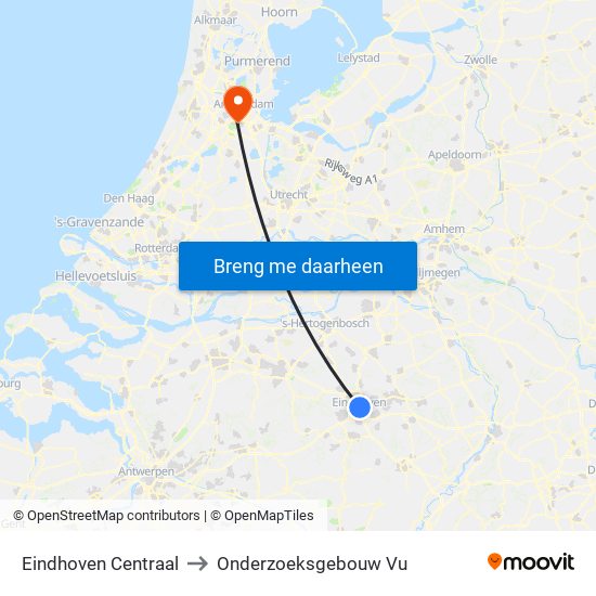 Eindhoven Centraal to Onderzoeksgebouw Vu map