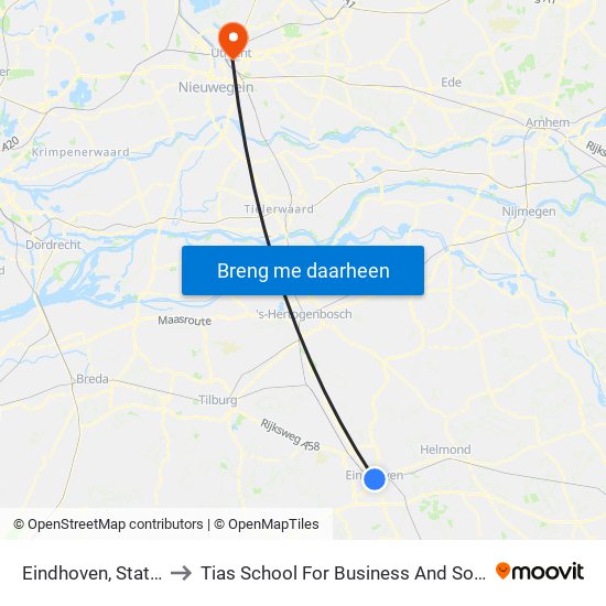 Eindhoven, Station to Tias School For Business And Society map