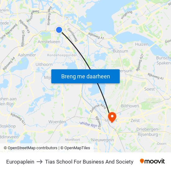 Europaplein to Tias School For Business And Society map