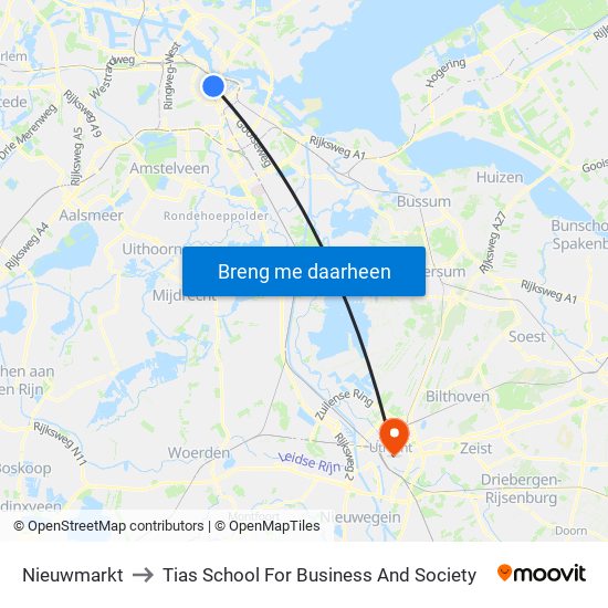 Nieuwmarkt to Tias School For Business And Society map