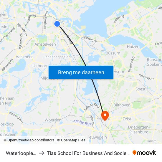 Waterlooplein to Tias School For Business And Society map