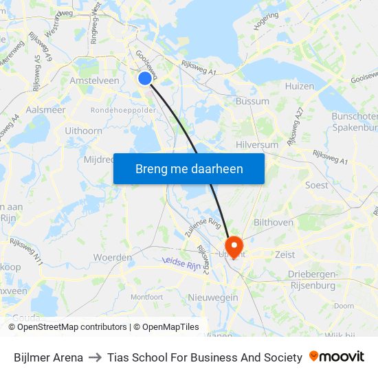 Bijlmer Arena to Tias School For Business And Society map