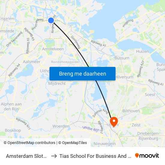 Amsterdam Sloterdijk to Tias School For Business And Society map