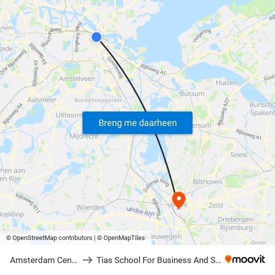 Amsterdam Centraal to Tias School For Business And Society map