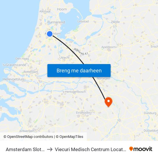 Amsterdam Sloterdijk to Viecuri Medisch Centrum Locatie Venray map