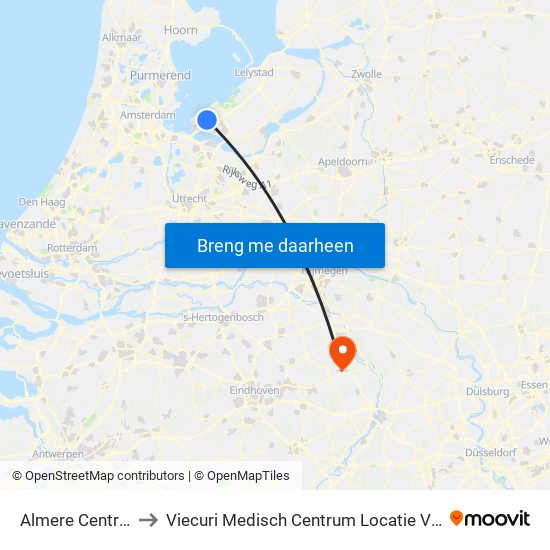 Almere Centrum to Viecuri Medisch Centrum Locatie Venray map