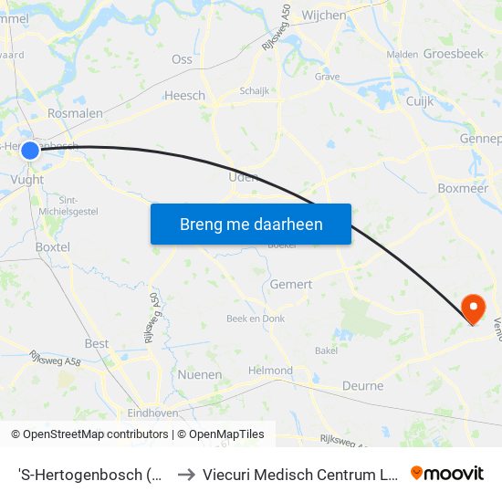'S-Hertogenbosch (Den Bosch) to Viecuri Medisch Centrum Locatie Venray map