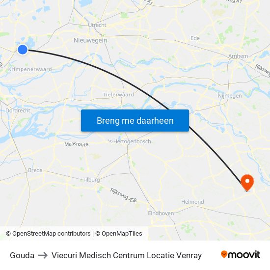 Gouda to Viecuri Medisch Centrum Locatie Venray map