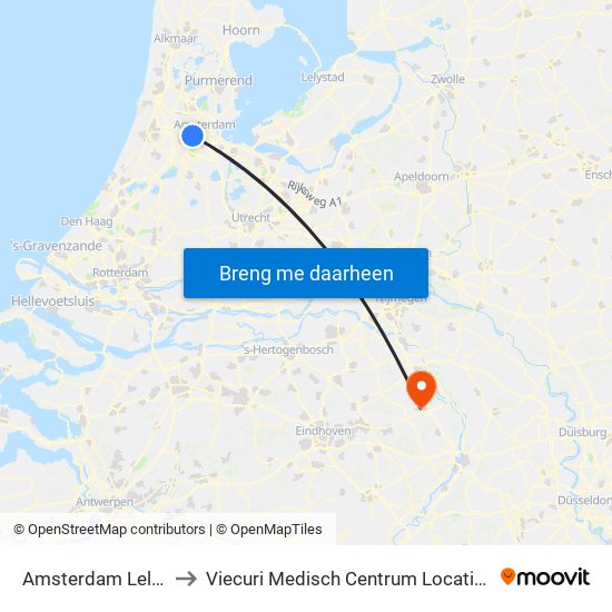 Amsterdam Lelylaan to Viecuri Medisch Centrum Locatie Venray map