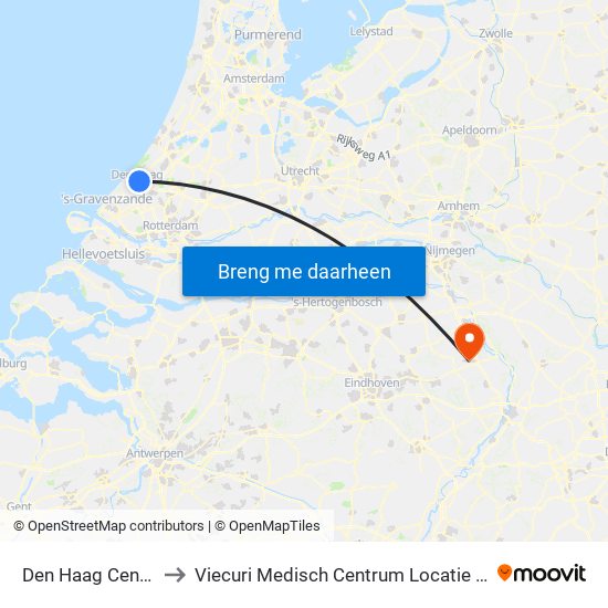 Den Haag Centraal to Viecuri Medisch Centrum Locatie Venray map