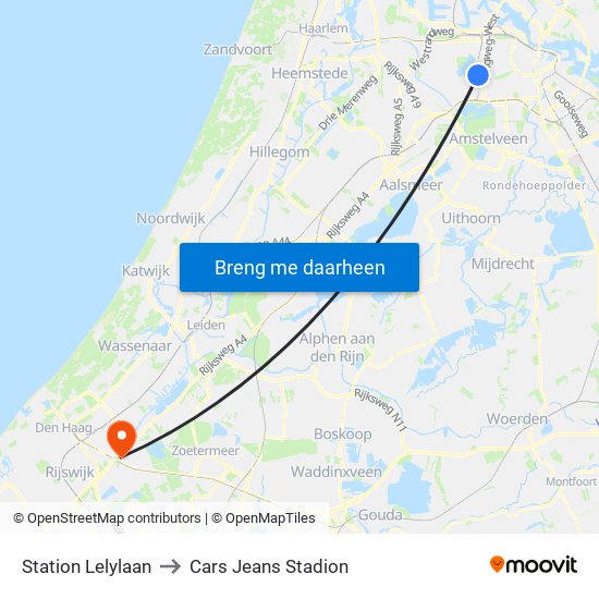 Station Lelylaan to Cars Jeans Stadion map