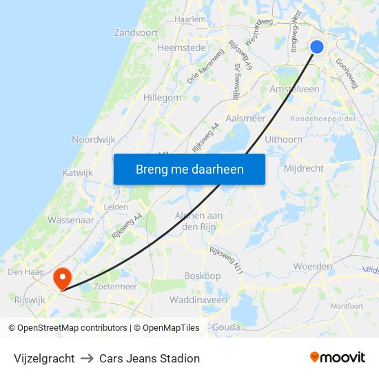 Vijzelgracht to Cars Jeans Stadion map