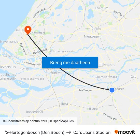 'S-Hertogenbosch (Den Bosch) to Cars Jeans Stadion map