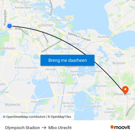 Olympisch Stadion to Mbo Utrecht map