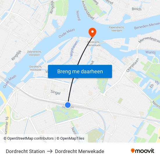 Dordrecht Station to Dordrecht Merwekade map