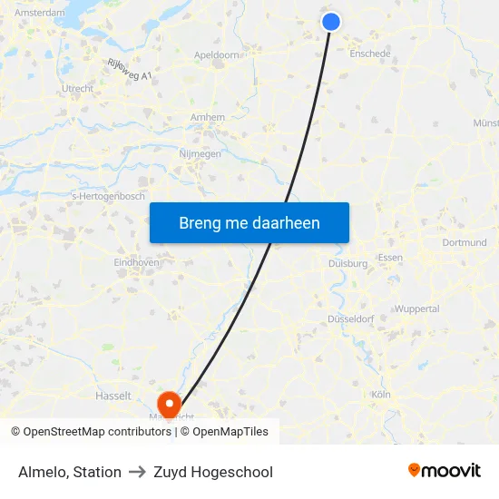 Almelo, Station to Zuyd Hogeschool map