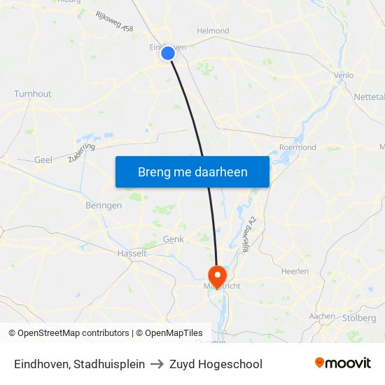 Eindhoven, Stadhuisplein to Zuyd Hogeschool map