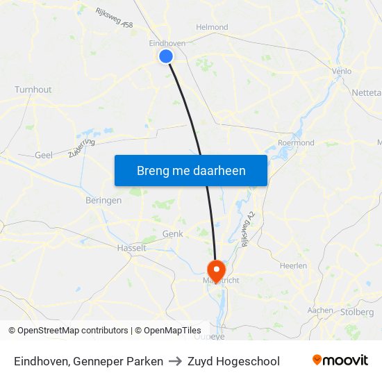 Eindhoven, Genneper Parken to Zuyd Hogeschool map