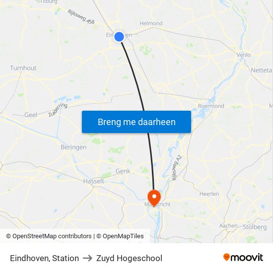 Eindhoven, Station to Zuyd Hogeschool map