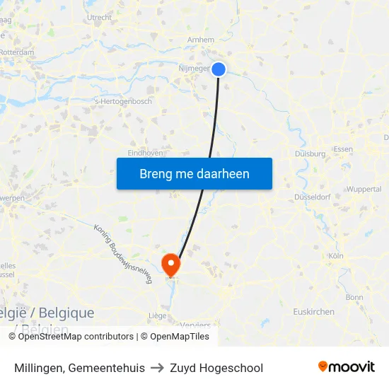 Millingen, Gemeentehuis to Zuyd Hogeschool map