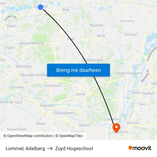 Lommel, Adelberg to Zuyd Hogeschool map