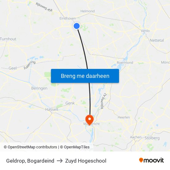 Geldrop, Bogardeind to Zuyd Hogeschool map