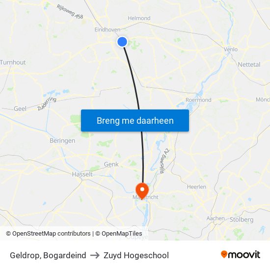 Geldrop, Bogardeind to Zuyd Hogeschool map