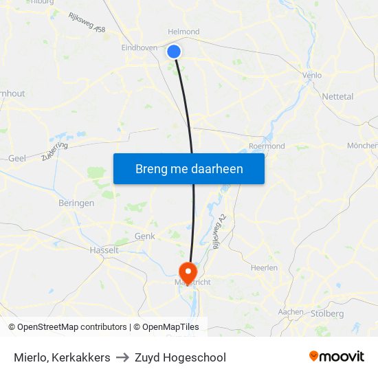 Mierlo, Kerkakkers to Zuyd Hogeschool map