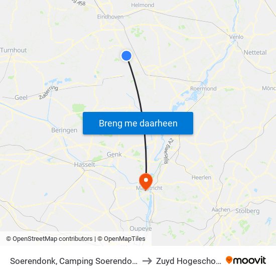 Soerendonk, Camping Soerendonk to Zuyd Hogeschool map