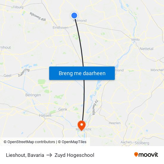 Lieshout, Bavaria to Zuyd Hogeschool map