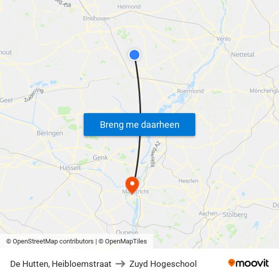 De Hutten, Heibloemstraat to Zuyd Hogeschool map