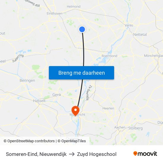 Someren-Eind, Nieuwendijk to Zuyd Hogeschool map