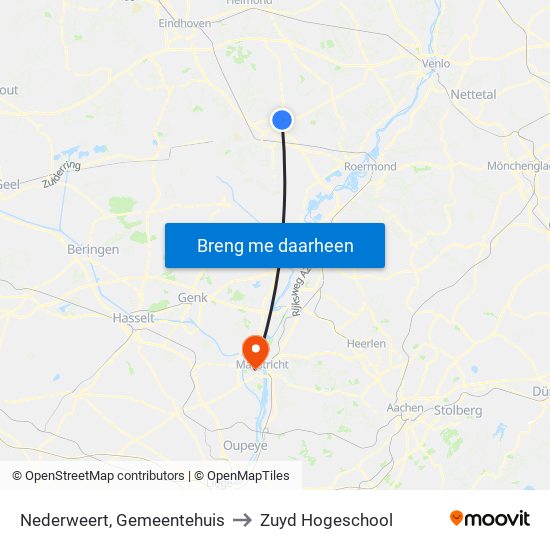 Nederweert, Gemeentehuis to Zuyd Hogeschool map