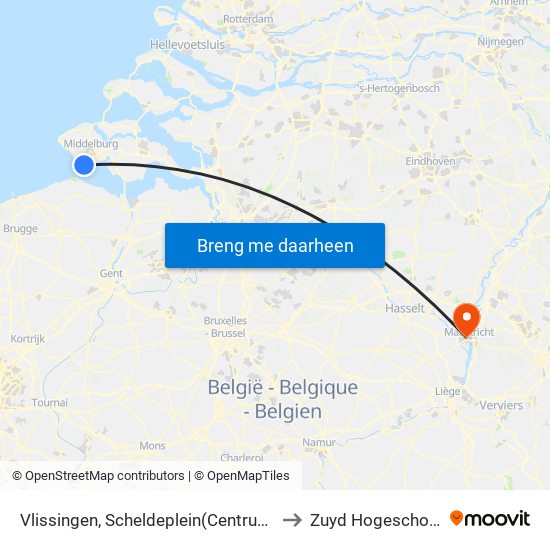 Vlissingen, Scheldeplein(Centrum) to Zuyd Hogeschool map