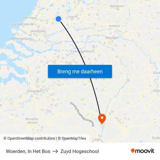 Woerden, In Het Bos to Zuyd Hogeschool map
