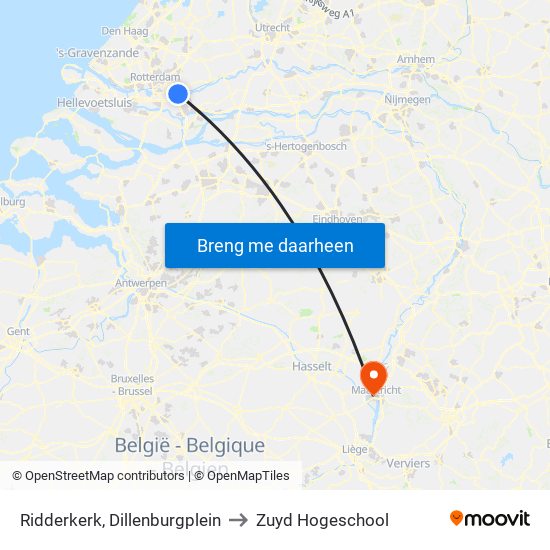 Ridderkerk, Dillenburgplein to Zuyd Hogeschool map