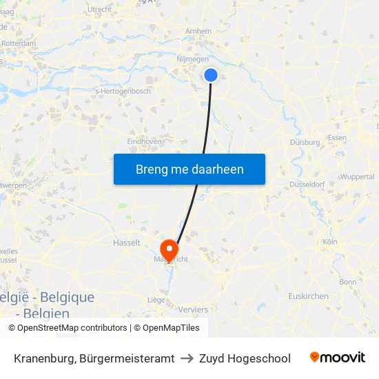 Kranenburg, Bürgermeisteramt to Zuyd Hogeschool map