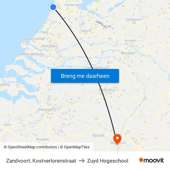 Zandvoort, Kostverlorenstraat to Zuyd Hogeschool map