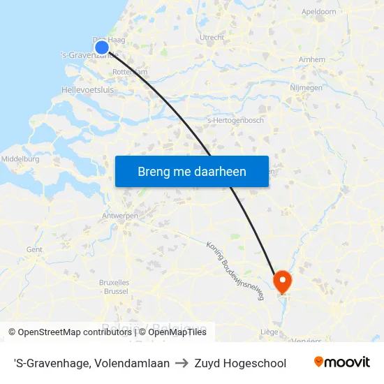 'S-Gravenhage, Volendamlaan to Zuyd Hogeschool map